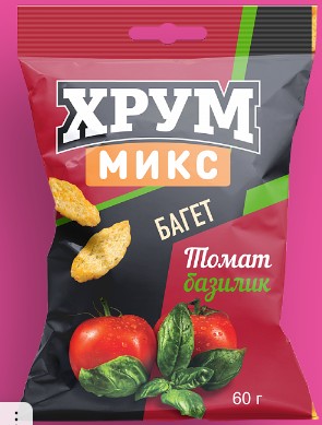 Сухарики ХРУМ ВКУС ТОМАТ С БАЗИЛИКОМ 60гр