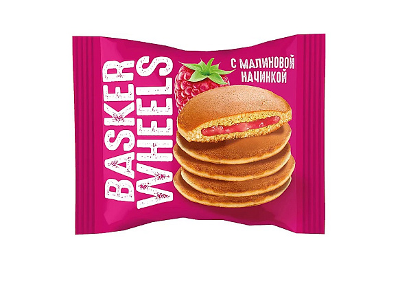 Пирожное бисквитное ПАНКЕЙК BASKER WHEELS МАЛИНА 36гр 28шт/уп [290]