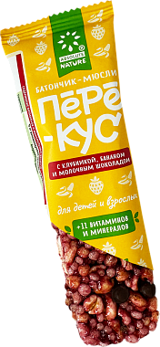 Батончик мюсли ДЕТСКИЙ ПЕРЕКУС КЛУБНИКА БАНАН МОЛОЧНЫЙ ШОКОЛАД 25гр