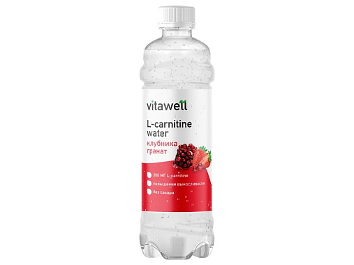 Напиток спортивный L-CARNITINE WATER VITAWELL КЛУБНИКА-ГРАНАТ 500мл