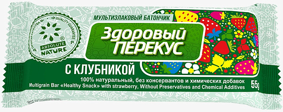 Батончик мюсли ЗДОРОВЫЙ ПЕРЕКУС С КЛУБНИКОЙ 55гр