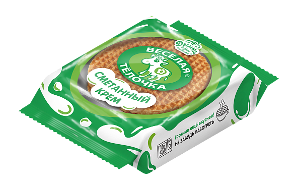 Вафли ВЕСЕЛАЯ КОРОВКА (ТЕЛОЧКА) СМЕТАННЫЙ КРЕМ 150гр 