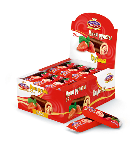 Мини-рулет МАСТЕР ДЕСЕРТА КЛУБНИКА 35гр
