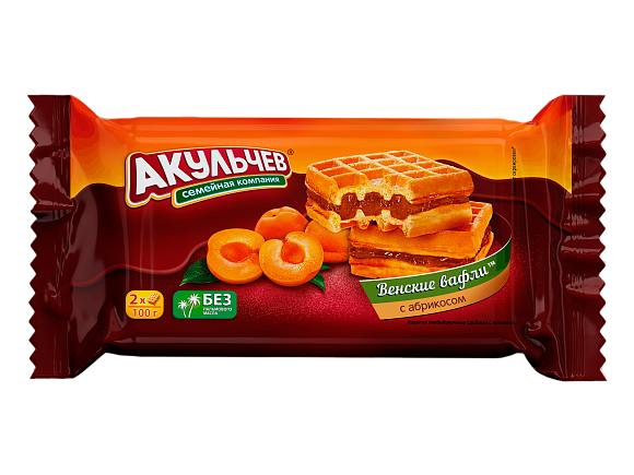 Вафли ВЕНСКИЕ АКУЛЬЧЕВ АБРИКОС 100гр