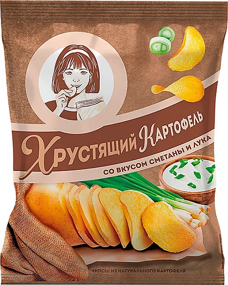 Чипсы картофельные ХРУСТЯЩИЙ КАРТОФЕЛЬ СМЕТАНА И ЛУК 40гр