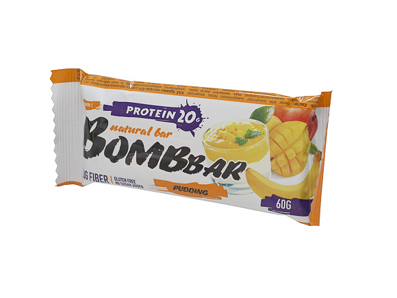 Батончик протеиновый BOMBBAR 40% ПУДДИНГ (БАНАНОВЫЙ) 60г 