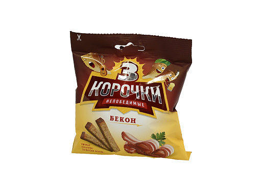 Сухарики 3 КОРОЧКИ ВКУС БЕКОНА 40гр