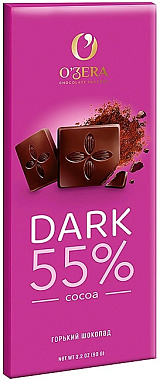 Плитка шоколадная OZERA DARK 55% ГОРЬКИЙ 90гр
