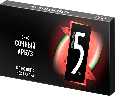 Резинка жевательная FIVE СОЧНЫЙ АРБУЗ 15,6гр 15шт/уп [18][80]
