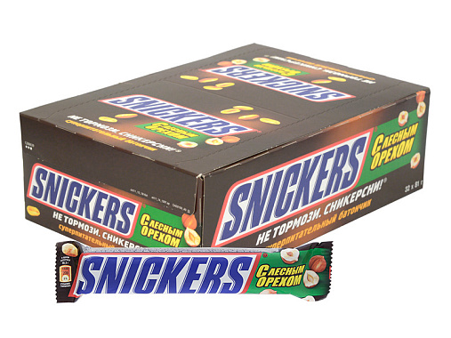 Батончик шоколадный СНИКЕРС ЛЕСНОЙ ОРЕХ 81гр