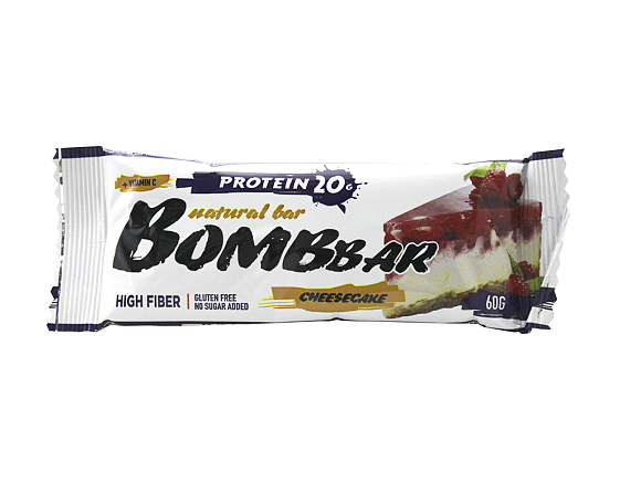 Батончик протеиновый BOMBBAR 40% ЧИЗКЕЙК (МАЛИНОВЫЙ) 60гр 