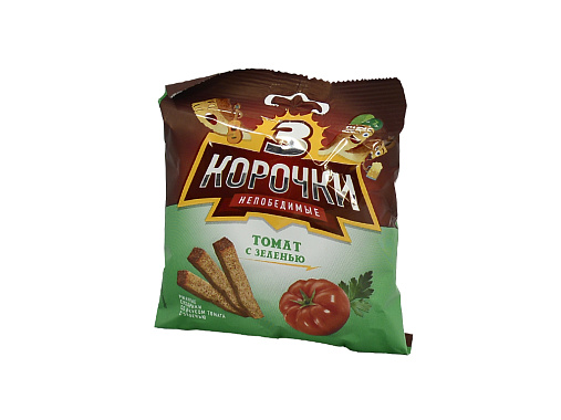 Сухарики 3 КОРОЧКИ ВКУС ТОМАТА И ЗЕЛЕНИ 40гр