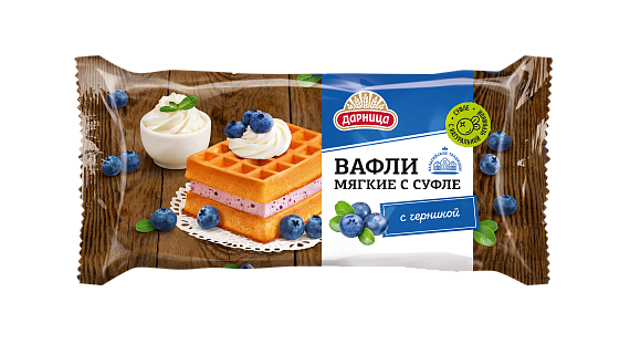 Вафли МЯГКИЕ ДАРНИЦА СУФЛЕ С ЧЕРНИКОЙ 122гр