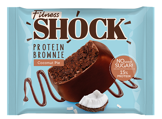 Печенье протеиновое БРАУНИ ФИТНЕСС ШОК КОКОСОВЫЙ ПИРОГ 50гр