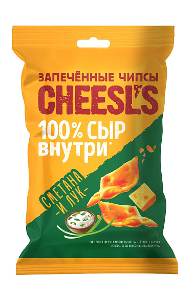 Чипсы запеченые CHEESLS СЫРНЫЕ СМЕТАНА И ЛУК 50гр