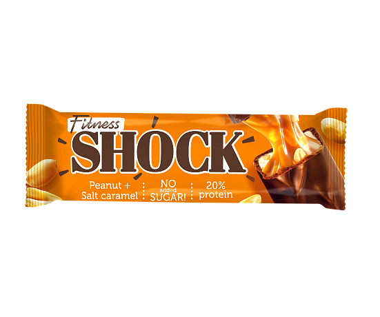 Батончик протеиновый глазированный ФИТНЕС ШОК СОЛЕНАЯ КАРАМЕЛЬ-АРАХИС 50гр