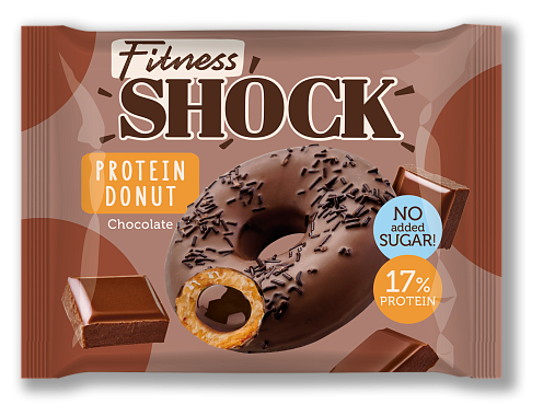 Пирожное ФИТНЕСС ШОК ДОНАТ С ШОКОЛАДНОЙ НАЧИНКОЙ 70гр