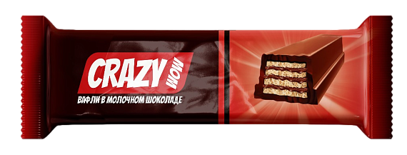 Батончик шоколадный CRAZY WOW С ХРУСТЯЩЕЙ ВАФЛЕЙ 35гр