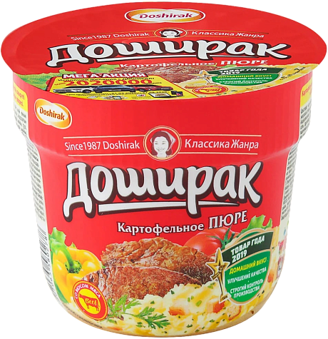 Пюре картофельное ДОШИРАК СО ВКУСОМ МЯСА 40гр 