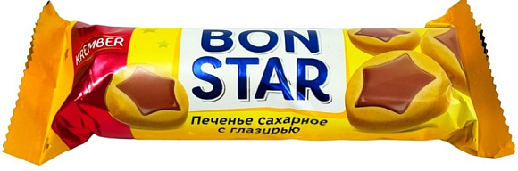 Печенье БОН СТАР С ШОКОЛАДНОЙ ГЛАЗУРЬЮ 90гр