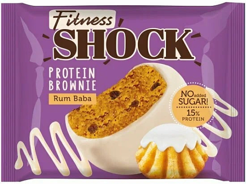 Печенье протеиновое БРАУНИ ФИТНЕСС ШОК РОМОВАЯ БАБА 50гр