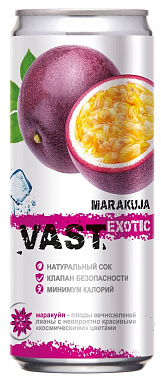 Напиток безалкогольный газированный сокосодержащий VAST EXOTIC MARAKUJA 330мл