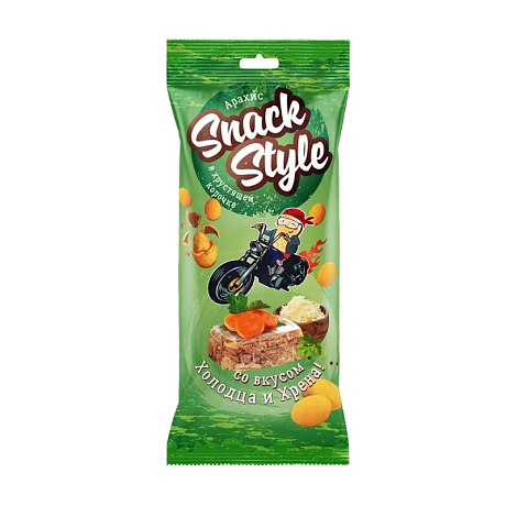 Арахис SNACK STYLE В ХРУСТЯЩЕЙ КОРОЧКЕ ХОЛОДЕЦ С ХРЕНОМ 60гр 