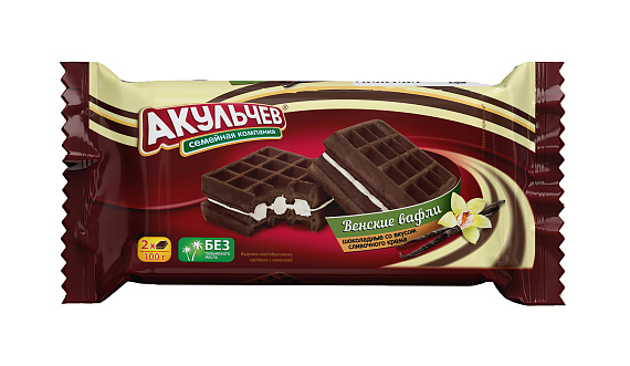 Венские АКУЛЬЧЕВ ШОКОЛАДНЫЕ СО ВКУСОМ СЛИВОЧНОГО КРЕМА 100г