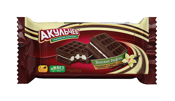 Венские АКУЛЬЧЕВ ШОКОЛАДНЫЕ СО ВКУСОМ СЛИВОЧНОГО КРЕМА 100г