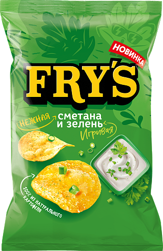 Чипсы картофельные FRY’S НЕЖНАЯ СМЕТАНА И ИГРИВАЯ ЗЕЛЕНЬ 35гр