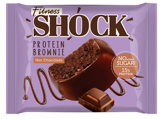 Печенье протеиновое БРАУНИ ФИТНЕСС ШОК ГОРЯЧИЙ ШОКОЛАД 50гр 12 шт/уп