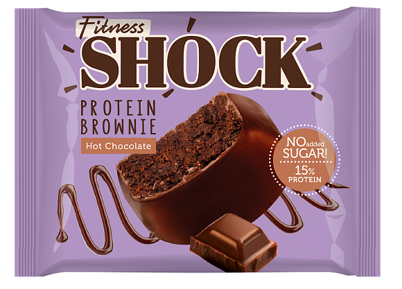 Печенье протеиновое БРАУНИ ФИТНЕСС ШОК ГОРЯЧИЙ ШОКОЛАД 50гр 12 шт/уп