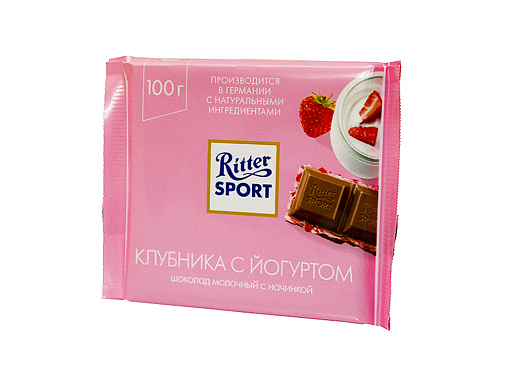Плитка шоколадная РИТТЕР СПОРТ КЛУБНИКА В ЙОГУРТЕ 100гр