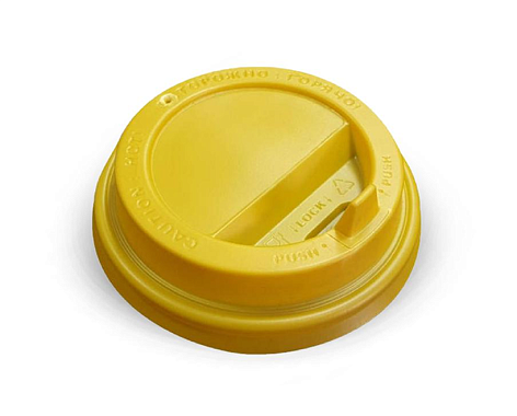 Крышка пластиковая с клапаном НА СТАКАН ЖЕЛТАЯ d90 100шт/уп