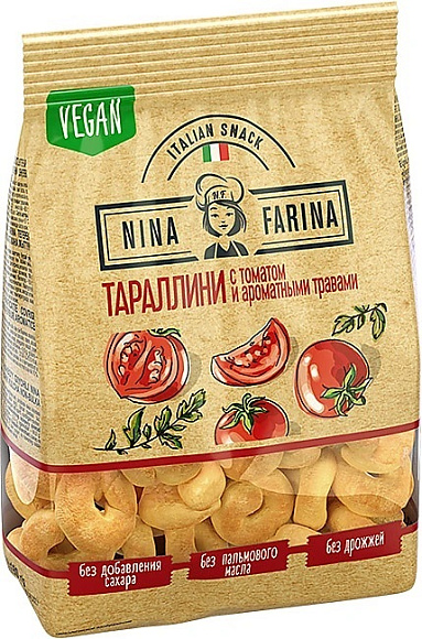 Тараллини NINA FARINA ТОМАТ И ТРАВЫ 180гр