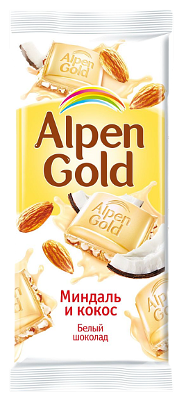 Плитка шоколадная АЛЬПЕН ГОЛД МИНДАЛЬ И КОКОС 85гр